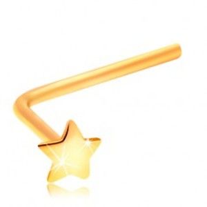 Piercing do nosu ze žlutého 14K zlata - malá hvězdička, zahnutý tvar GG207.05