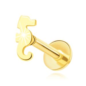 Piercing do nosu ze 14K žlutého zlata - motiv mořského koníka