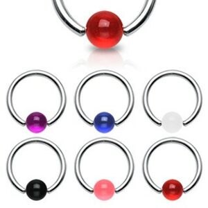 Piercing - kroužek, barevná UV kulička - Rozměr: 1,2 mm x 10 mm x 4x4 mm, Barva piercing: Modrá