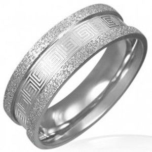 Pískovaný ocelový prsten - řecký klíč D11.13