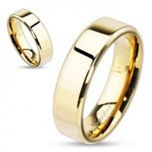 Ocelový prsten zlaté barvy, jemnější zkosené hrany, 6 mm K15.3