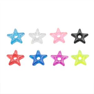 Přívěsek na piercing - barevná akrylová hvězdička s třpytkami - Barva: Černá