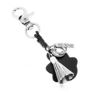 Přívěsek na klíče v šedé a černé barvě, badmintonový košík, známka a kruhy Z38.11