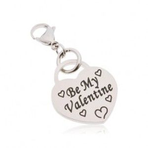 Přívěsek na klíčenku, chirurgická ocel, srdce s nápisem Be My Valentine AA43.24