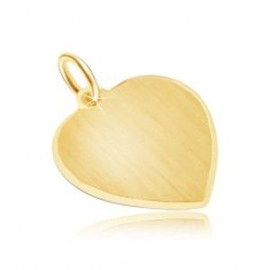 Přívěsek ve žlutém 14K zlatě - souměrné saténové srdce, lesklý okraj GG30.02