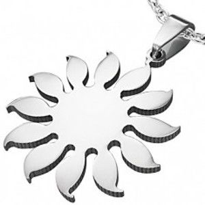 Přívěsek z chirurgické oceli - motiv slunečnice, stříbrná barva AA07.24