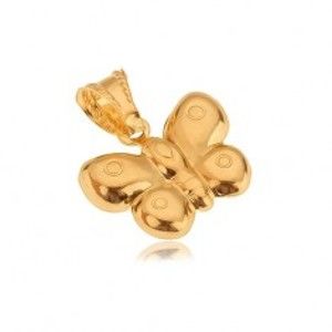 Přívěsek ze zlata 14K, trojrozměrný motýl, lesklý povrch GG10.21