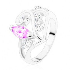 Prsten s rozdělenými rameny, ornament se světle fialovým zrnkem R48.24