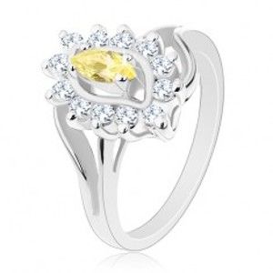 Prsten s rozdvojenými rameny, světle žluté zrnko, lem čiré barvy AC15.01