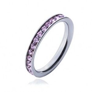 Prsten s růžovými zirkony - ocelový kroužek J2.11