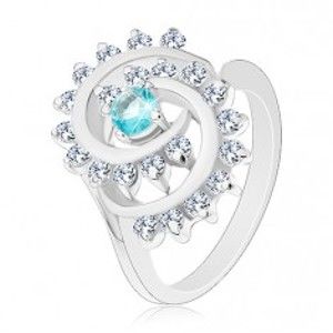 Prsten se zúženými rameny, kulatý zirkon ve světle modré barvě, spirála G13.05