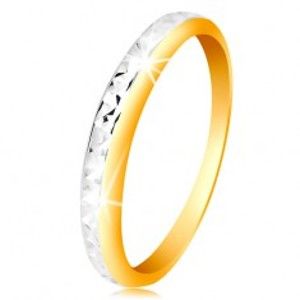 Prsten ve 14K zlatě - dvoubarevný kroužek, drobné blýskavé zářezy GG201.17/23
