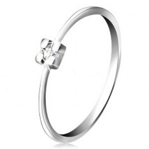 Prsten v bílém 14K zlatě - diamant čiré barvy v hranatém kotlíku BT502.64/70
