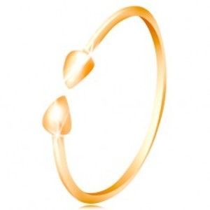 Prsten ve žlutém 14K zlatě - lesklá ramena ukončená malými slzičkami GG58.17/18