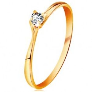 Prsten ve žlutém 14K zlatě - třpytivý čirý briliant v lesklém vyvýšeném kotlíku BT179.80/88