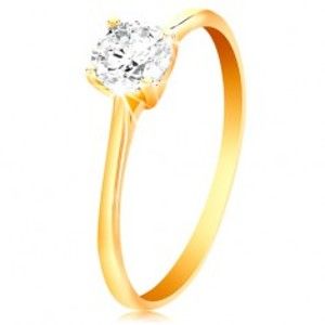 Prsten ve žlutém 14K zlatě - zářivý čirý zirkon v lesklém vyvýšeném kotlíku GG201.52/58