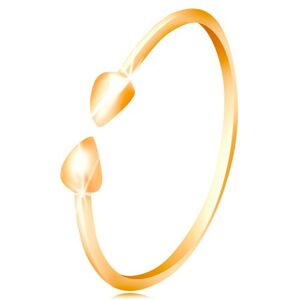 Prsten ve žlutém 14K zlatě - lesklá ramena ukončená malými slzičkami - Velikost: 50
