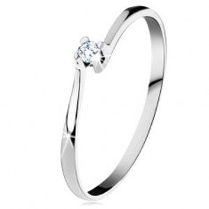 Prsten z bílého 14K zlata - třpytivý čirý diamant v lesklém kotlíku BT153.49/54