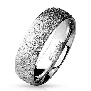 Prsten z chirurgické oceli s pískovaným povrchem, stříbrná barva, 6 mm - Velikost: 52
