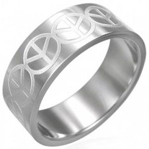 Prsten z chirurgické oceli - znak Peace D10.13