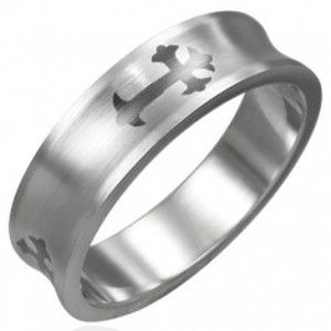 Prsten z chirurgické oceli - kříž D1.18