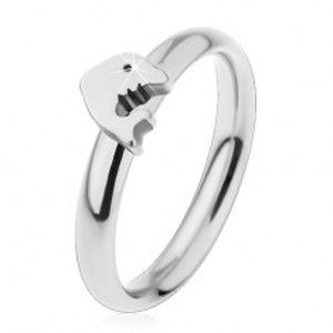 Prsten z chirurgické oceli, stříbrný odstín, malý lesklý delfín H3.10