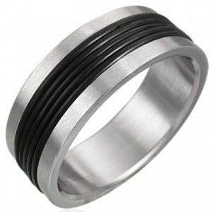Prsten z nerezové oceli s černým gumovým okružím D18.04