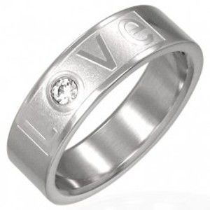 Prsten z oceli - LOVE se zirkonem D14.18