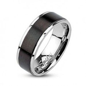 Prsten z oceli - obroučka s černým matným pásem, 8 mm  C27.6