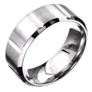 Prsten z oceli - obroučka s příčnými zářezy, matně-lesklý C26.10
