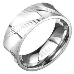 Prsten z oceli - obroučka se šikmými rýhami po obvodu C26.14