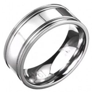 Prsten z oceli - stříbrná obroučka s dvojitým vroubkováním C25.3