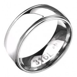 Prsten z oceli - zaoblená obroučka se dvěma rýhami po okrajích C25.2