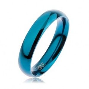 Prsten z oceli 316L modré barvy, hladký zaoblený povrch bez vzoru, 4 mm HH4.8