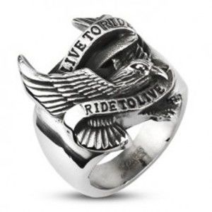 Prsten z oceli s motivem orla a nápisem D14.9