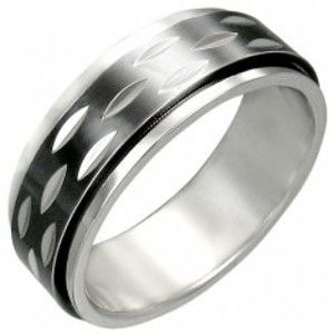 Prsten z oceli s pohyblivým černým prstencem F8.18