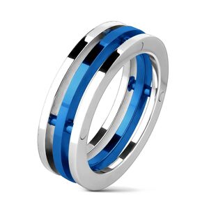 Prsten z oceli - dvoubarevné oddělené prstence - Velikost: 69