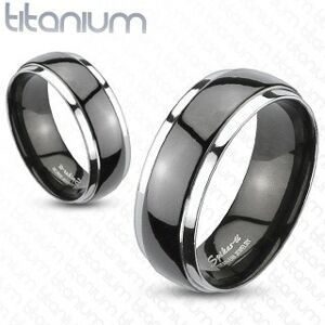 Prsten z titanu - černo-stříbrný - Velikost: 52