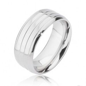 Prsten z titanu stříbrné barvy - tři pásy a zkosené hrany BB1.2