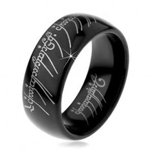 Prsten z wolframu - hladký černý kroužek, motiv Pána prstenů, 8 mm H7.19