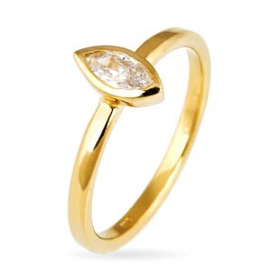 Prsten ze stříbra 925 - vystouplý zirkon v zrnkové obruči, zlatý odstín - Velikost: 55