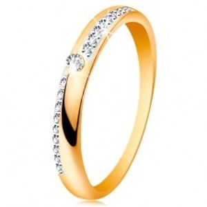 Prsten ze zlata 585 - úzké linie z čirých blýskavých zirkonků, lesklá ramena, zirkon GG189.21/27