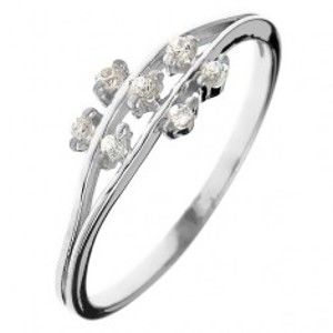 Prsten ze stříbra 925 - drobné zirkonové kvítky na stoncích C21.16