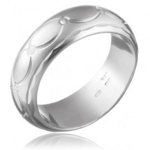 Prsten ze stříbra 925 - hrubá lesklá linie se zrnky a kužely H11.15