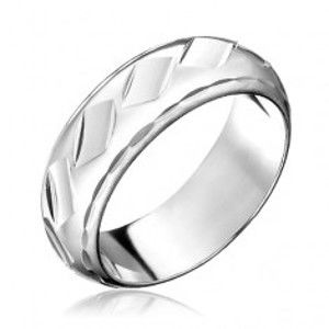 Prsten ze stříbra 925 - lesklé kosočtvercové prohlubinky H12.12