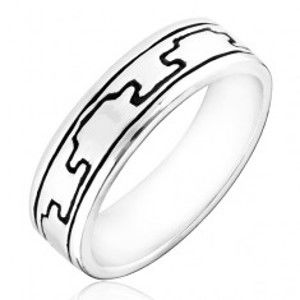 Prsten ze stříbra 925 - vzor gravírovaných černých výběžků H18.11