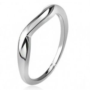 Zvlněný prsten, hladká ramena, vlna, stříbro 925 J18.2