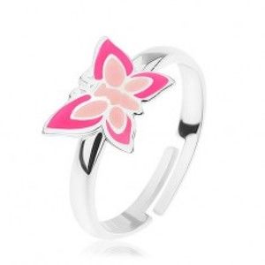 Prsten ze stříbra 925, nastavitelný, motýlek v odstínech růžové barvy SP16.1