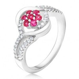 Prsten ze stříbra 925, růžový zirkonový květ, rty K6.1