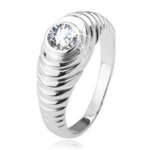 Prsten ze stříbra 925, stupňovitá ramena, čirý zirkon BB13.11